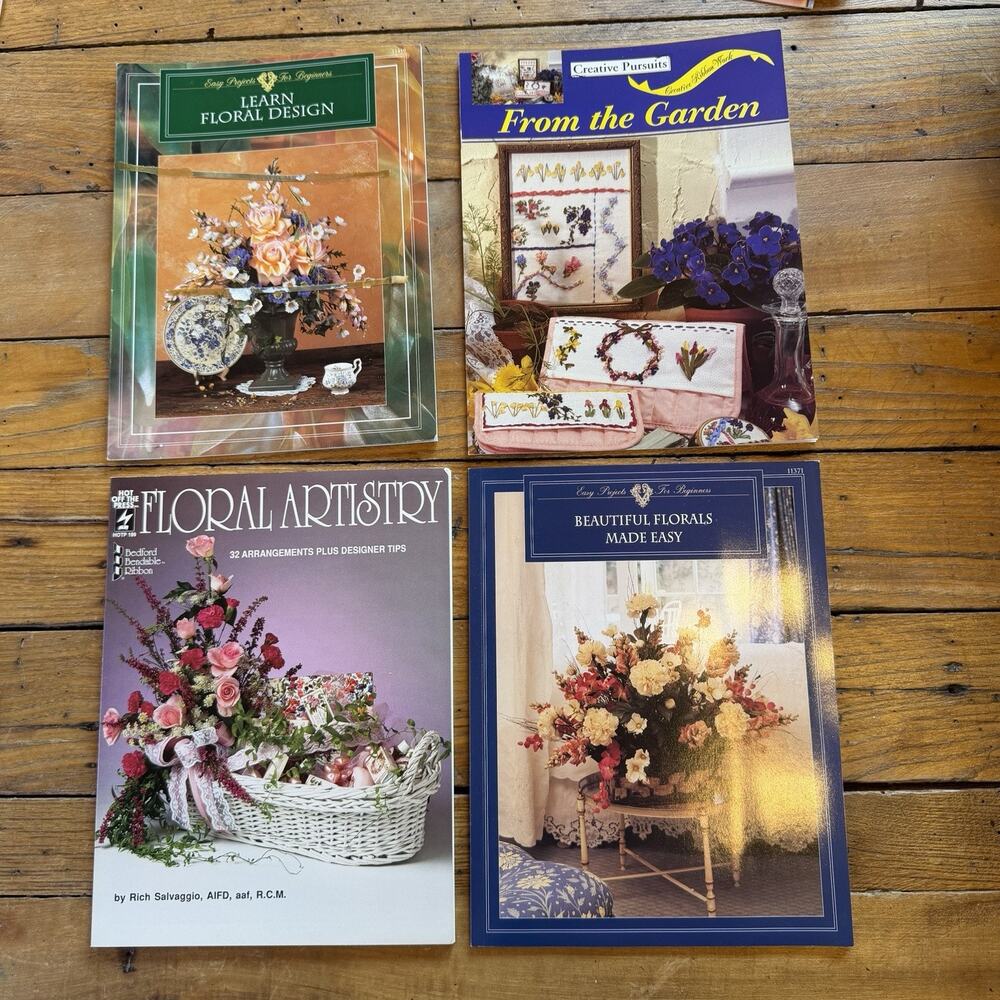 Vintage Floral Design Craft Book Lot Arrangement Wreath DIY Flowers 90s How To